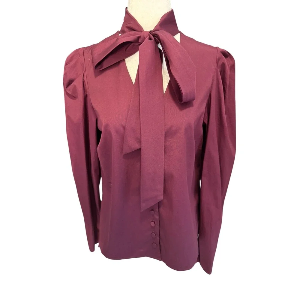 Madewell V-Neck Button-Front Top Dark Pomegranate Burgundy NY535 Small NEW